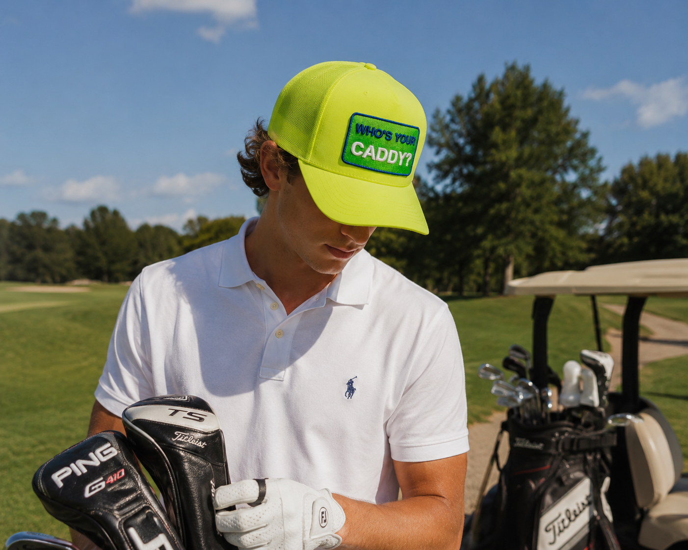 Trucker cap - Who's Your Caddy - neon